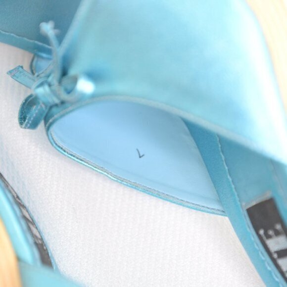 Y2K Platform Wooden Clog Shoes Satin Blue Sz 7 - Picture 9 of 10